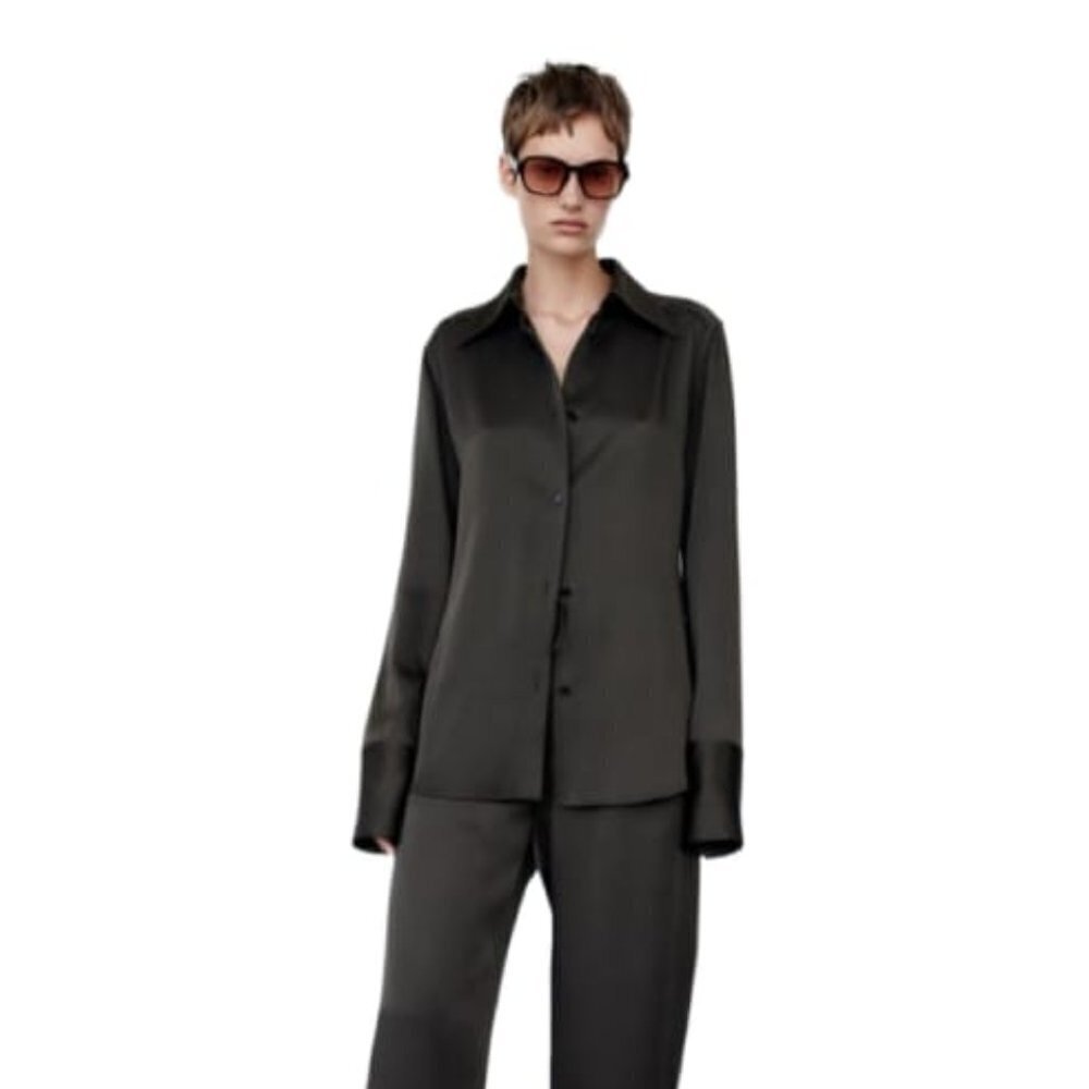 ZARA FLOWY SHIRT LIMITED EDITION BLACK | 8514/779 SIZE M - Picture 1 of 5
